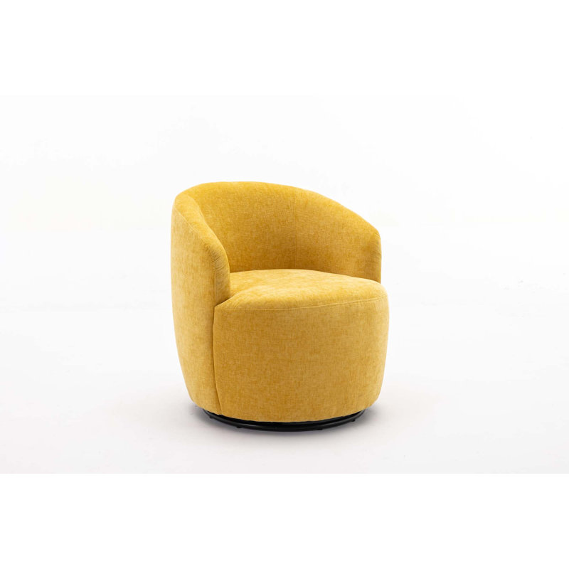 Genece Upholstered Swivel Accent Chair, Yellow Chenille