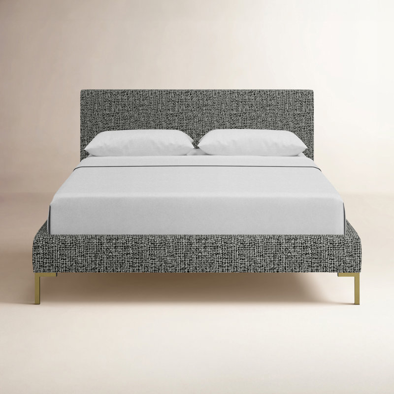 Lit tapissier Dartmouth, Tweed poivre moderne, Simple