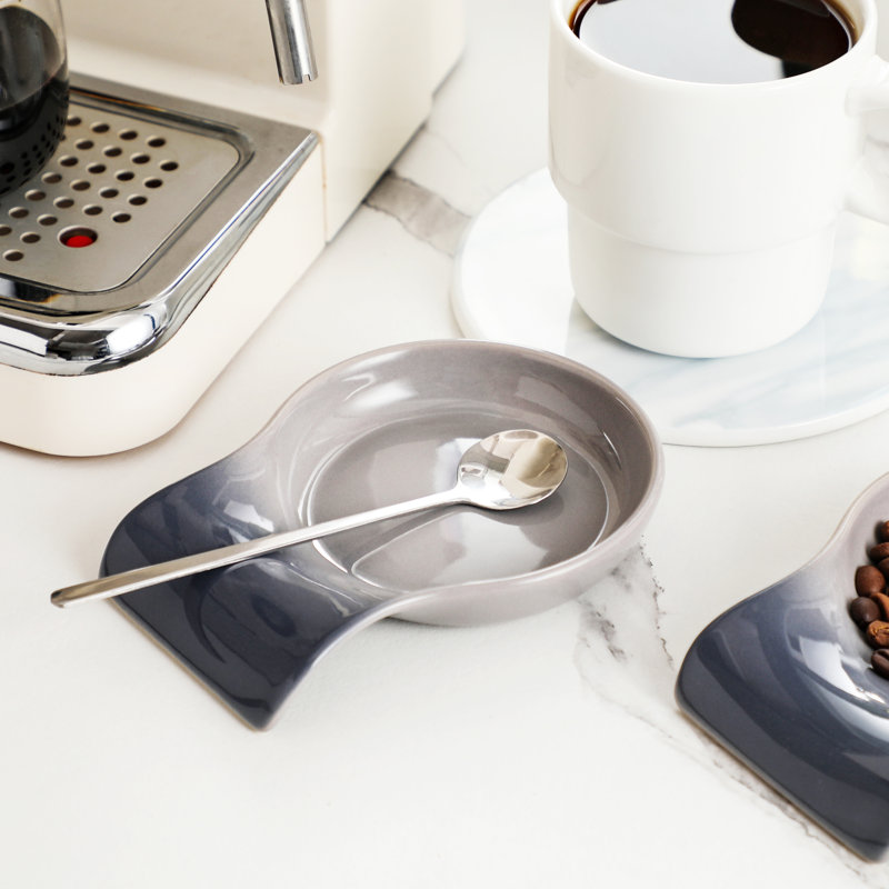 Bone China Spoon Rest, Grey