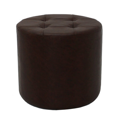 Distressed Tufted Round Ottoman