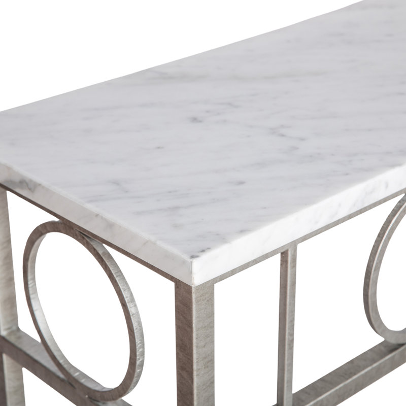 Hampton Console Table, Royal Silver, Carrera Marble