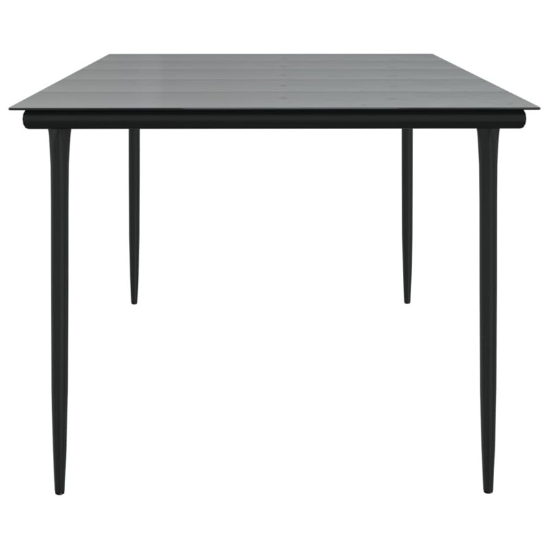 Grande table de salle à manger en acier noir thermolaqué durable et minimaliste, 29.1" H x 78.7" W x 39.4" D