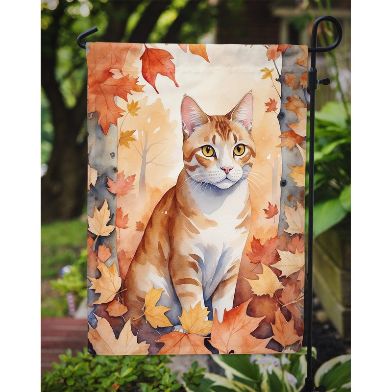 Chat en feuilles d'automne drapeau de jardin, Ural Rex