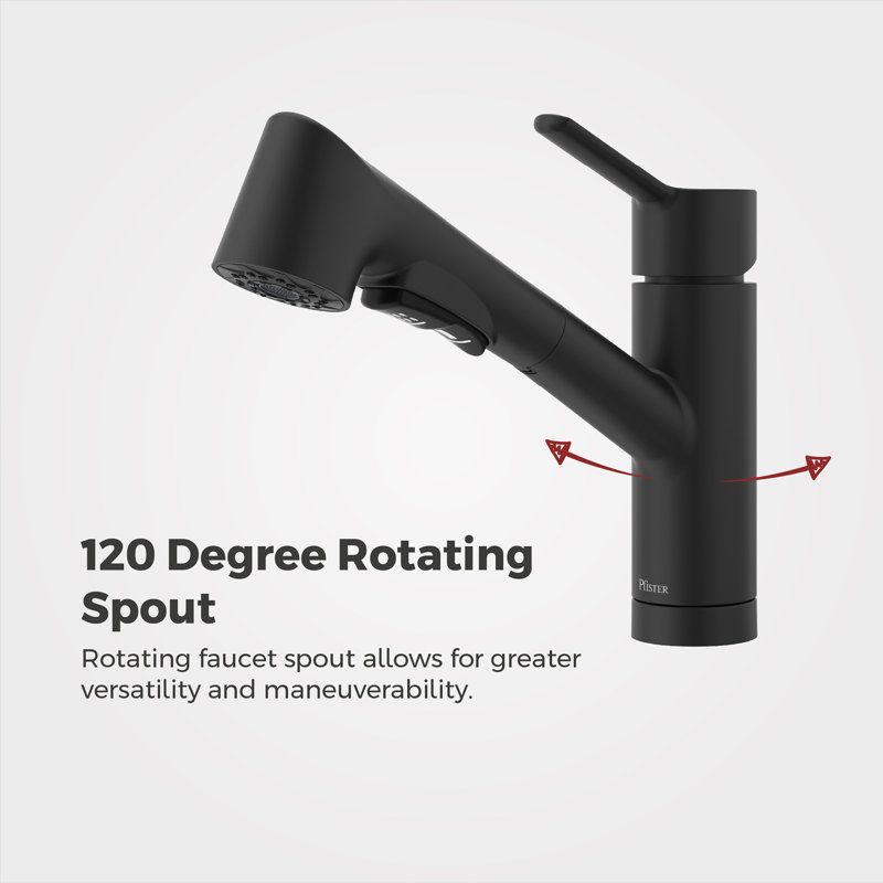 Robinet de cuisine rétractable à une poignée Pfress, Matte Black