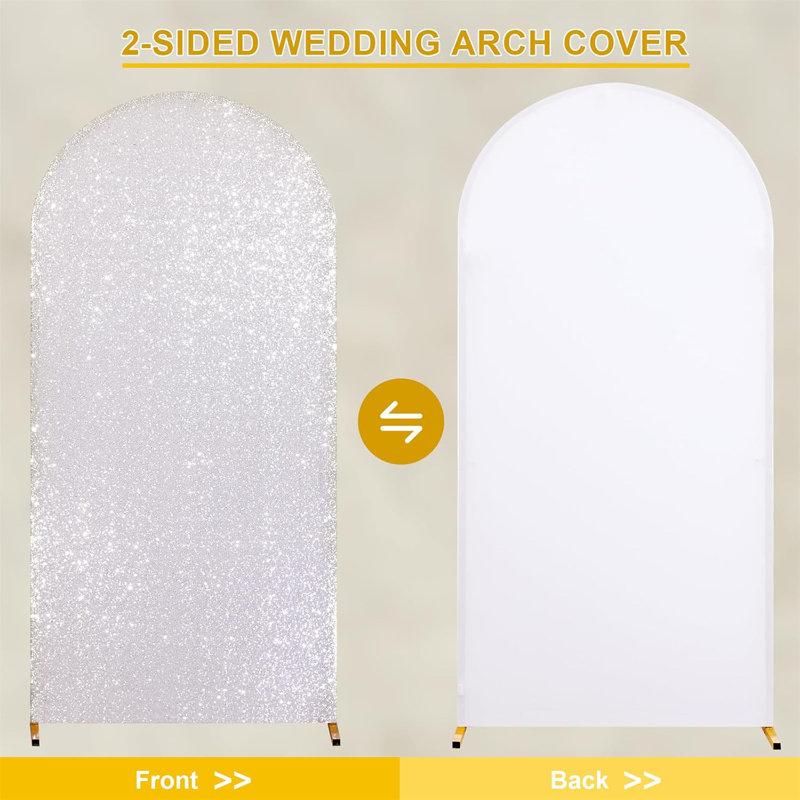 Housse de fond scintillante de 1,80 m, réutilisable en spandex avec fermeture éclair, pour arche de mariage, idéale pour les fêtes d'anniversaire, les cérémonies, les baby showers et les banquets.