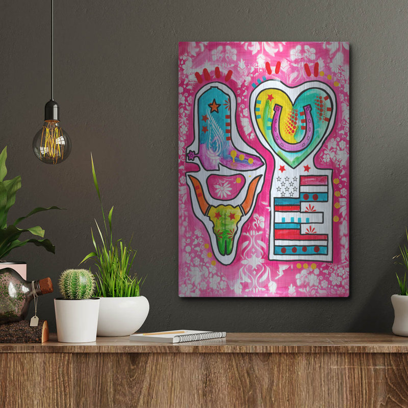  «Western Love» par Dean Russo, art mural en métal, 12 po x 16 po, H 16 po x l 12 po