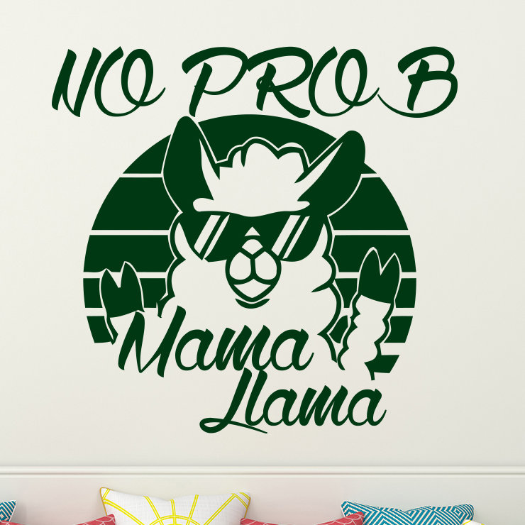 Décalcomanie murale "no prob maman llama", Vert