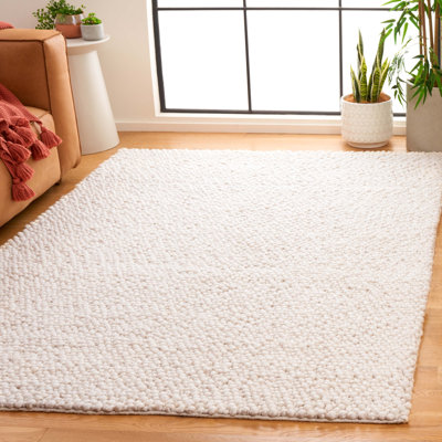 Tapis ivoire en laine, viscose et coton tissé à la main Jewelle Natura