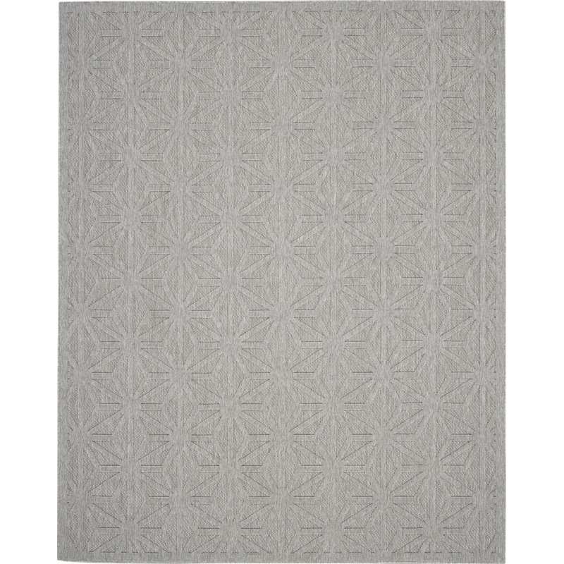 Tapis d'intérieur / extérieur à motif géométrique gris Pâques, Rectangle 7 pi x 10 pi