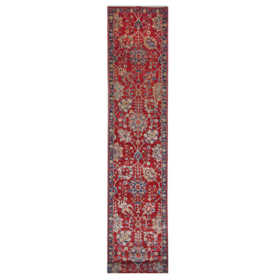 High-Quality Hand-Knotted Red And Navy Area Rug