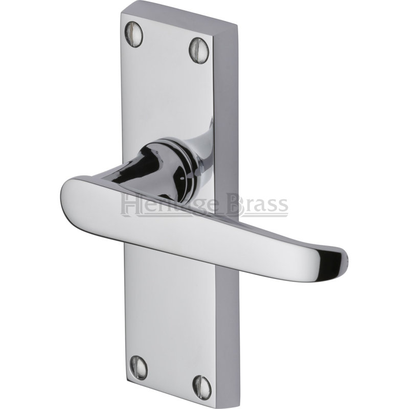 Heritage Brass Heritage Door Handle Lever Latch Victoria Short Design, Polished Chrome
