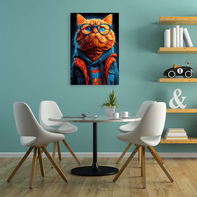 Chat orange élégant, H 36 po x l 24 po