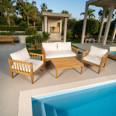 Ensemble de meubles de patio 4 pièces, mobilier d'extérieur modulaire avec coussin épais pour le balcon de la cour arrière