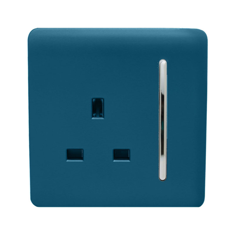 Trendi Switch 1 Gang 13 Amp Switched Plug Socket, Midnight Blue