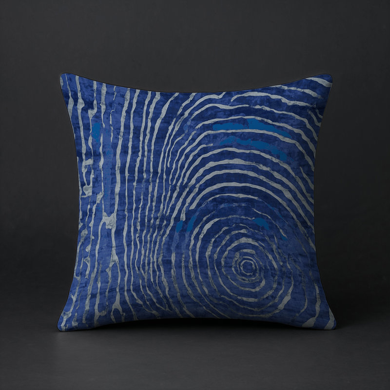 Coussin décoratif intérieur et extérieur Modern, Bleu abstrait 29, Carré 18 po