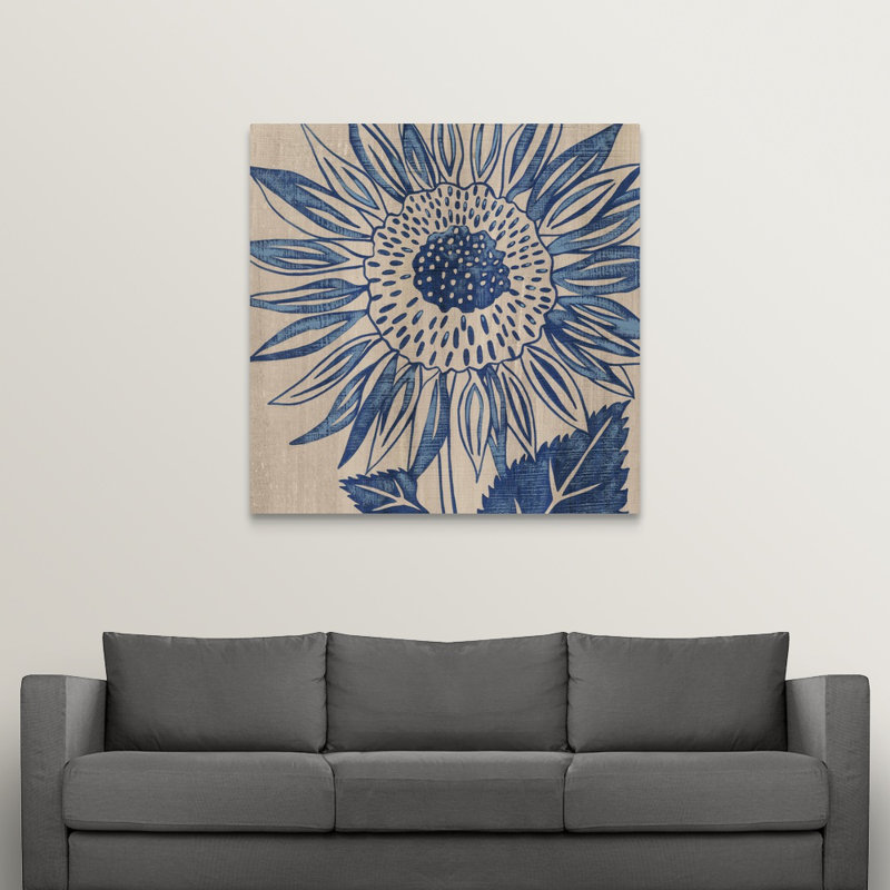 " Indigo Sunflower ", 30" H x 30" W x 1.5" D, Canvas