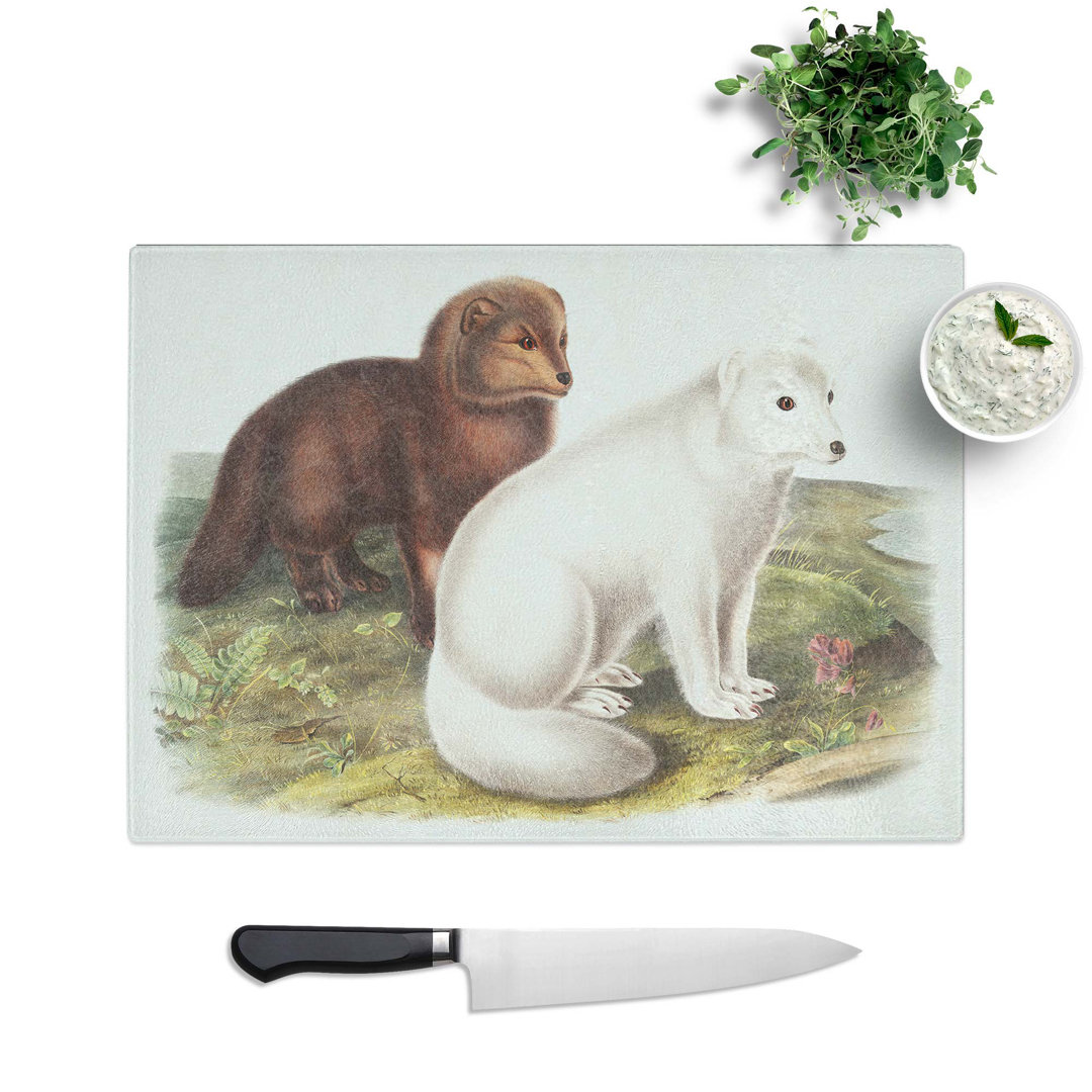 Tempered Glass Arctic Fox Chopping Board