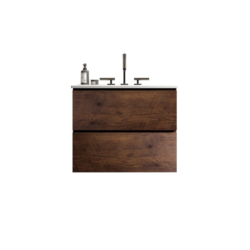 Modern Wall Mounted Bathroom Vanity, Walnut