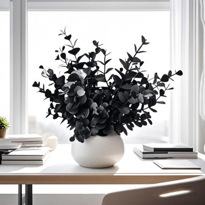Faux plantes d'intérieur petites plantes d'eucalyptus artificielles blanches Pots de fleurs convenant à la chambre à coucher