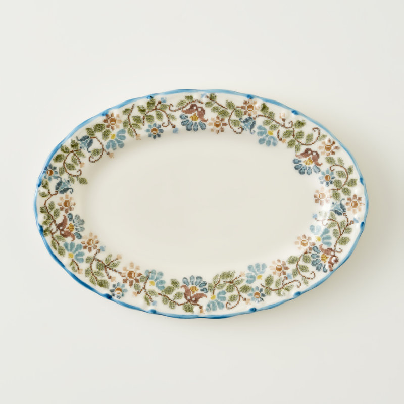 Plateau de service rétro en porcelaine