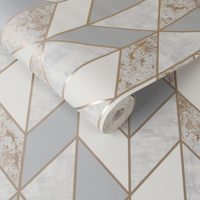 Milan Vinyl Wallpaper Double Roll, Rose Gold