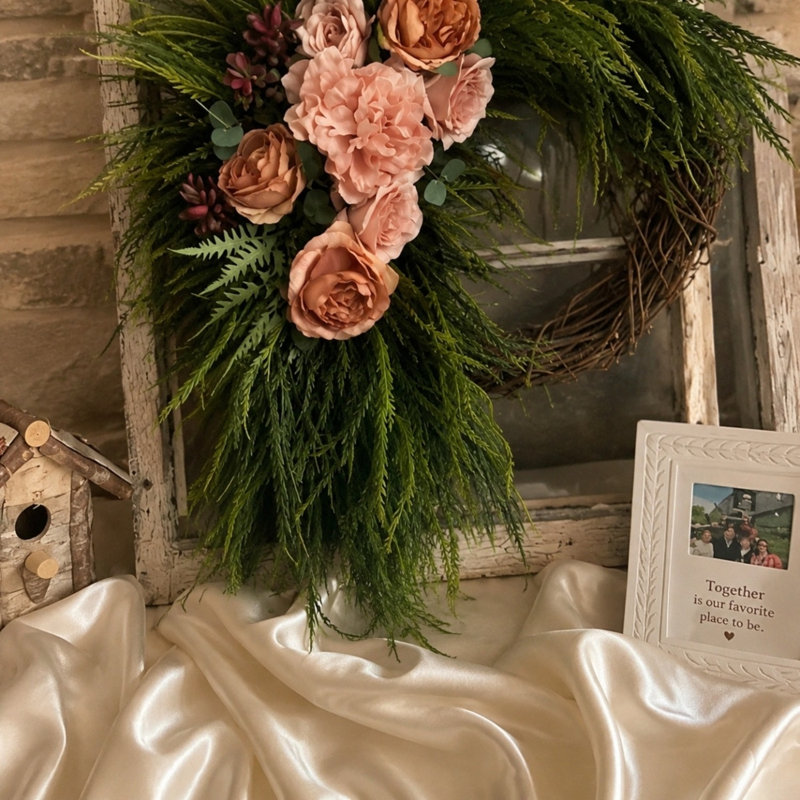 Couronne de pivoines de 18 po pour porte d'entrée