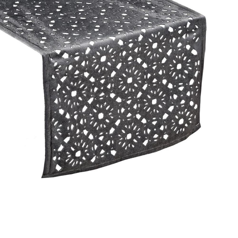 Solid Colour Table Runner, Steel, 33cm W x 140cm L