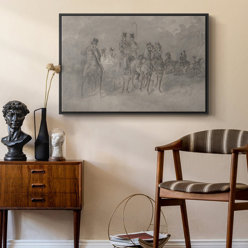 Croquis rétro-XXIX, toile tendue avec châssis encadré, Noir, H 27 po x l 41 po
