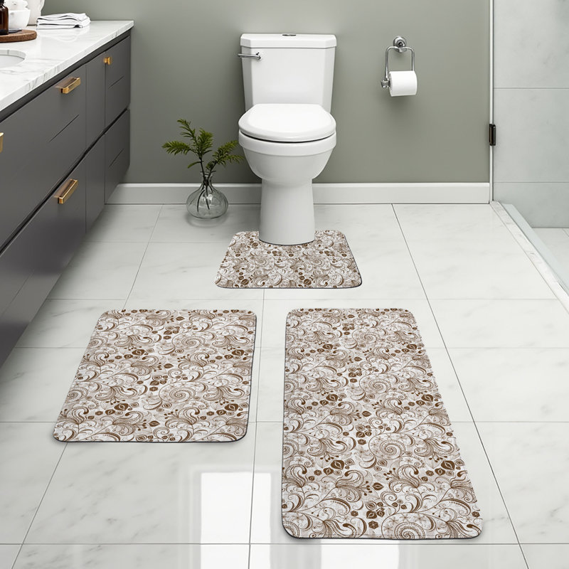  Ensemble de tapis pour salle de bain chocolat 3 pièces chocolat