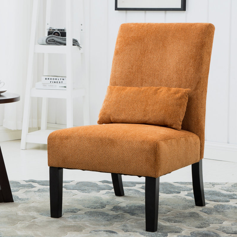 Fauteuil d'appoint sans accoudoirs avec coussin Pisano, Tissu orange