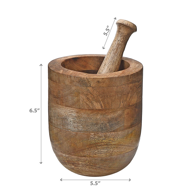 Mortier et pilon en bois de manguier 5,5 po