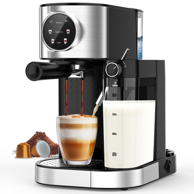Machine à espresso 20 bars, machine à expresso super compacte en acier inoxydable avec écran tactile, machine à café professionnelle, mousseur à lait automatique pour cappuccino