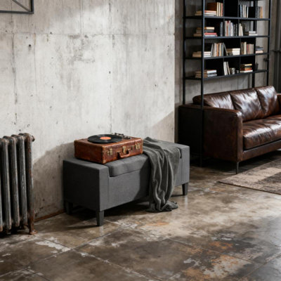 Banc de hall d'entrée rembourré avec assise, banc de repose-pieds avec rangement, plateau relevable et pieds en bois d'hévéa