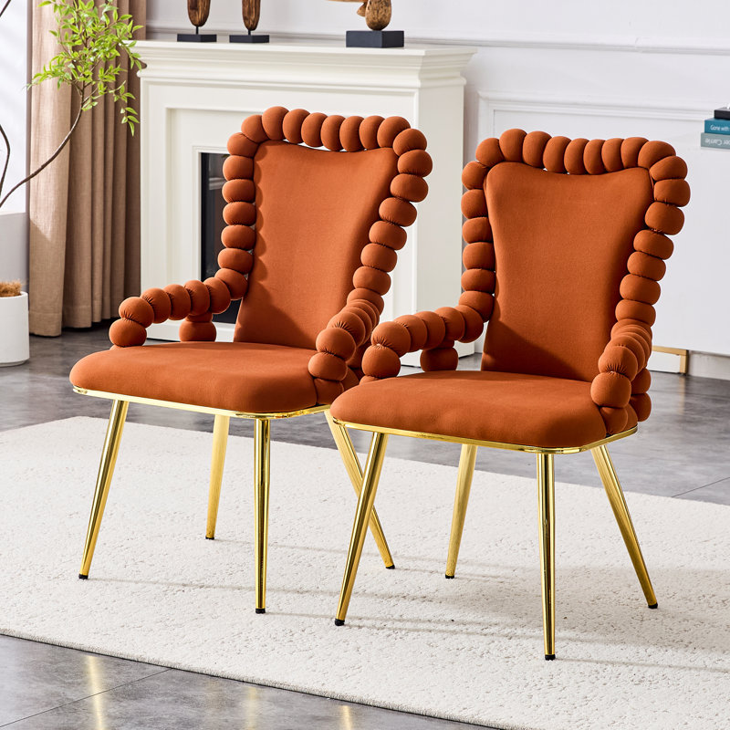 Ensemble de 2 chaises d'appoint rembourrées Puffy Bubble, Brun