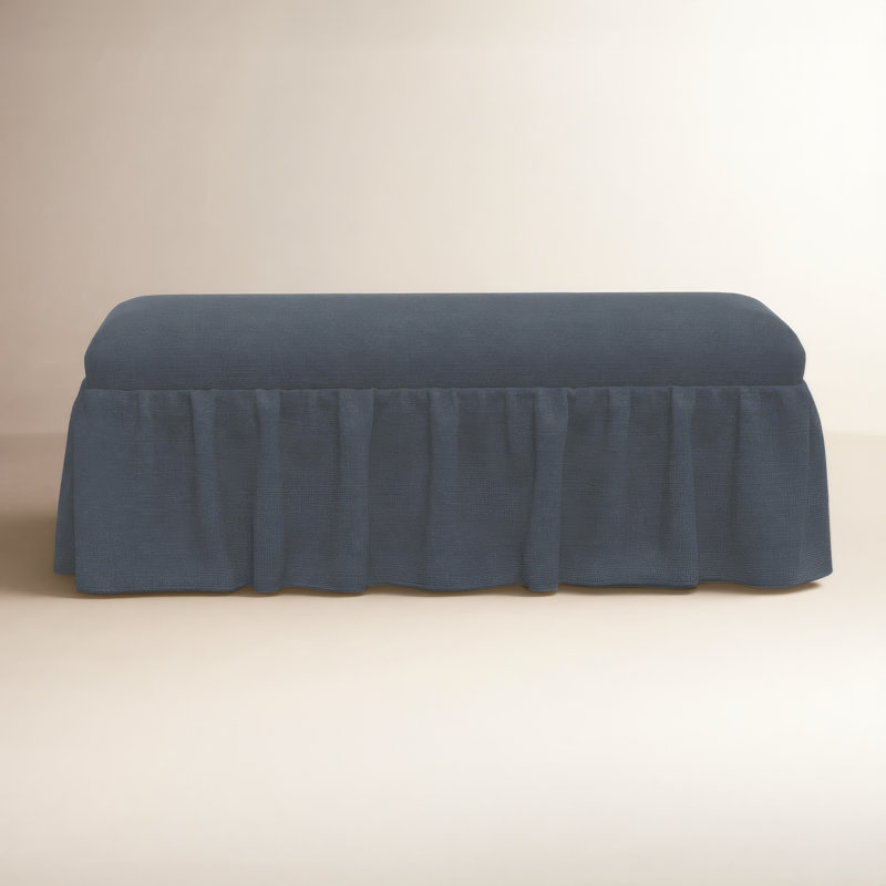 Nia Ruffle Dining Bench, Classic Navy Linen