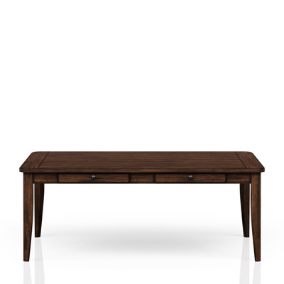 Table de salle à manger de 78 po en brun avec quatre tiroirs de rangement pour un espace propre et ordonné - Bois massif transitionnel décontracté et polyvalent