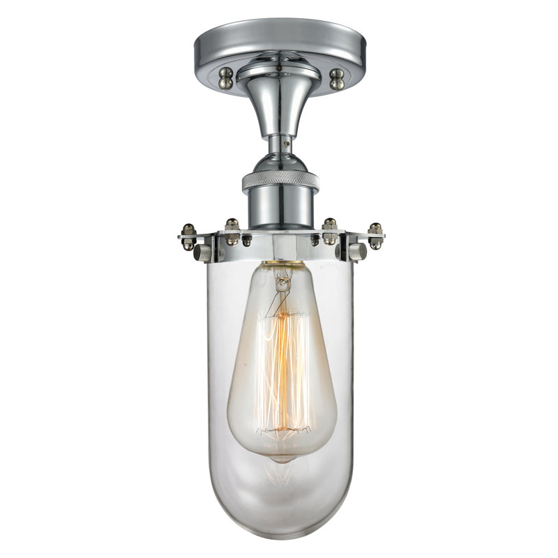 Plafonnier semi-encastré 1 lumière Calixta, Chrome poli, Transparent, DEL