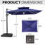Parasol de patio rectangulaire en porte-à-faux avec lumières à DEL et base lestée 9 x 11 pi Wasif-128709717