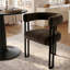 Ensemble de table de salle à manger pour 4 personnes avec table ronde et 4 chaises rembourrées en velours-1332190053