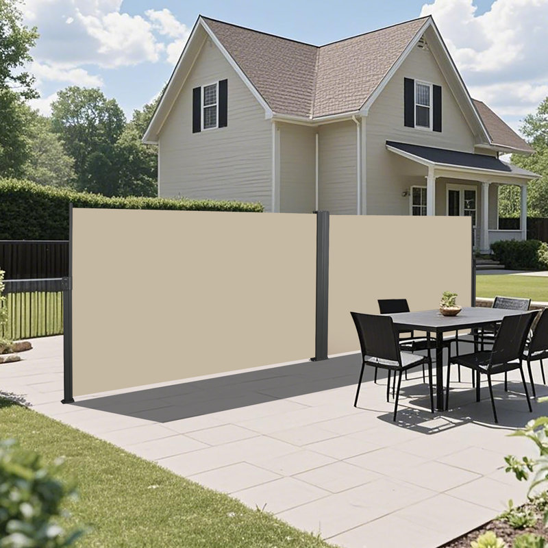 276" x 71''Retractable Side Awning, Waterproof & UV-Resistant, Privacy Screen Divider Roll Up Balcony(Beige)