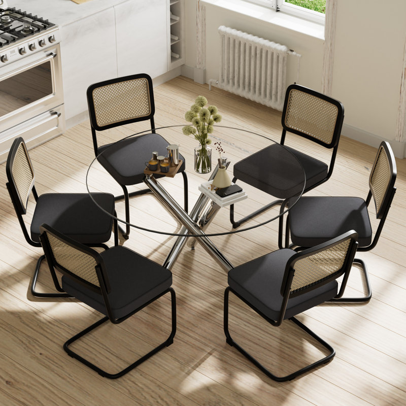 Ensemble de table de salle à manger Elegant, H 30 po x L 47 po x l 47 po, 7, Noir