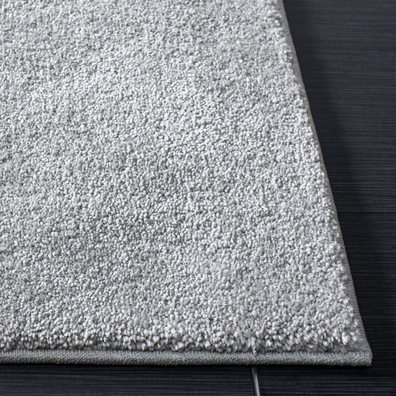 Aeneas Light Grey Rectangular Synthetic Plush Area Rug, 5'5" x 7'7"
