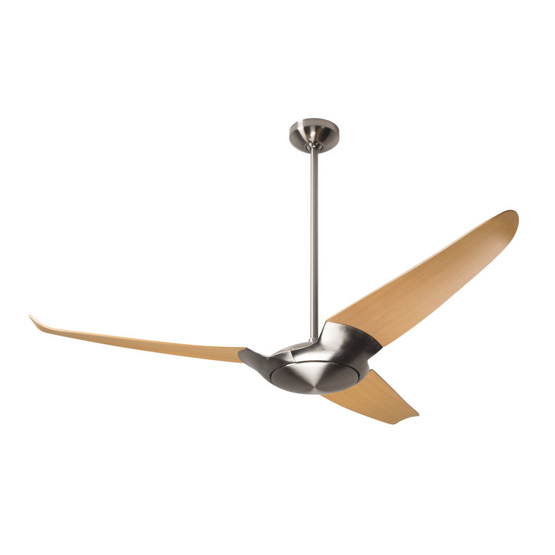 IC Air Downrod Ceiling Fan, Maple, Bright Nickel, Wall Control
