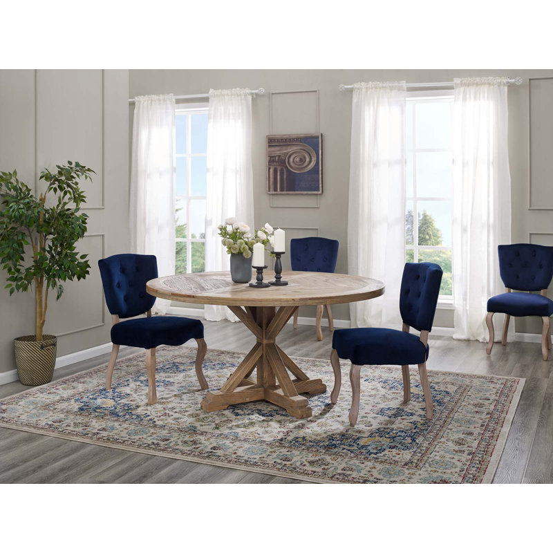 Column Round Pine Wood Dining Table, 29.5" H x 59" L x 59" W