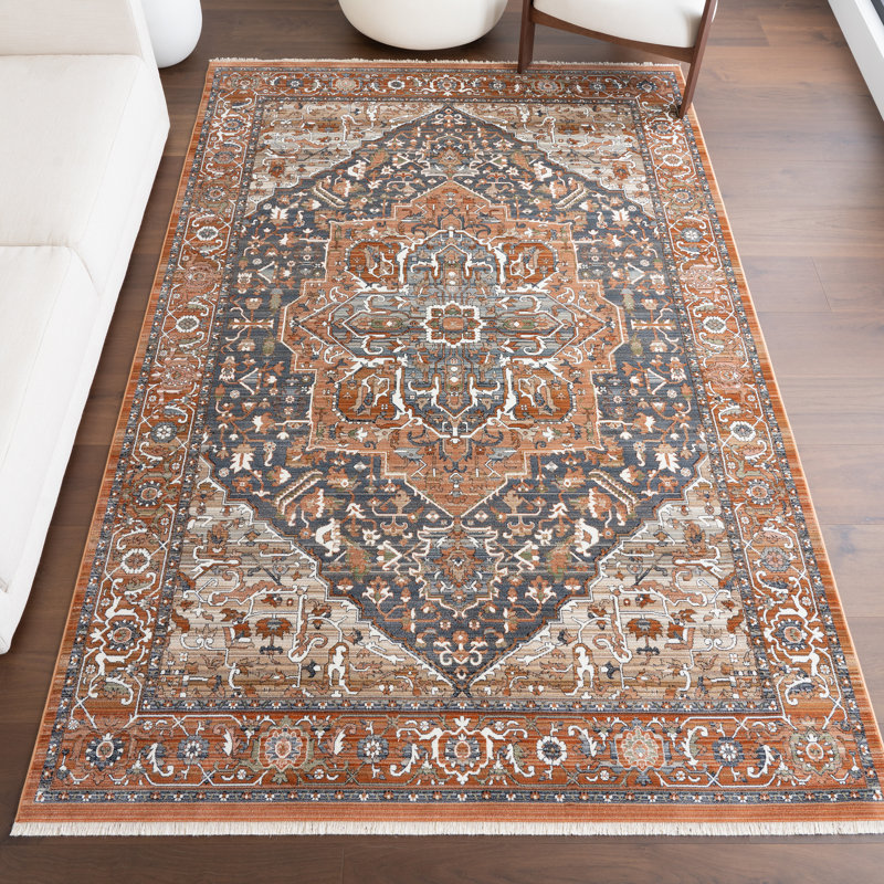 Valentine Oriental Red/Brown Area Rug, Rectangle 8' x 10'