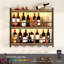 Étagère à vin murale avec éclairage DEL, étagère à bouteilles et porte-verres à vin, organisateur de rangement et de présentation suspendu pour bar, cuisine et salle à manger.