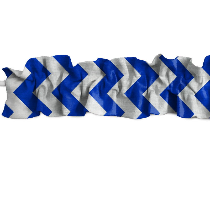 Cantonnière sur mesure en coton à chevrons, L 5 po x L 58 po, Bleu royal