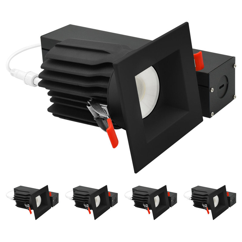 Luxrite 3 po Éclairage encastré à DEL sans cadre à DEL avec garniture carrée noire interchangeable, 5CCT, CRI90, 15 / 20W, 1450 / 2100LM, à intensité variable, faisceau de 60 °