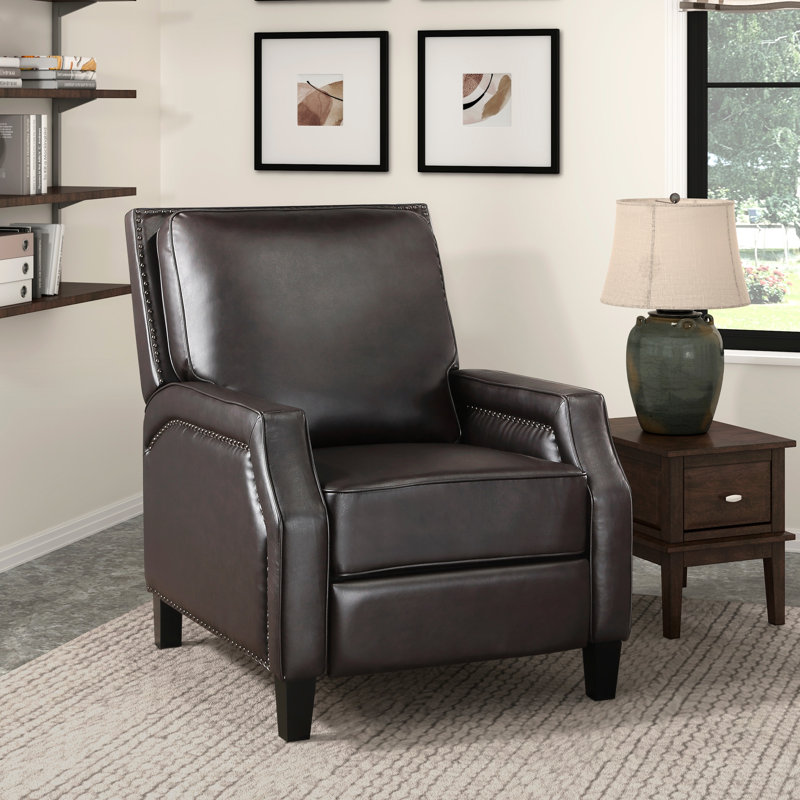 Fauteuil de salon brun foncé, auto, siège inclinable en bois massif, brun, bois, rembourrage en mousse, Marron foncé