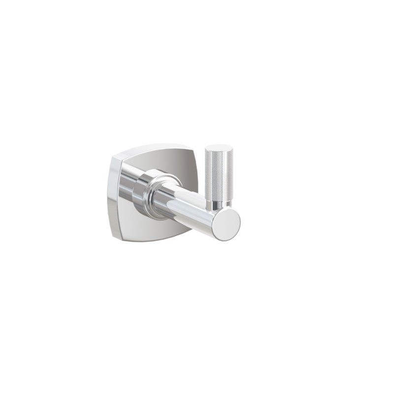 Emtek Select Single Hook w/ Soft Square Rosette, Round Stem & Knurled Tip, Polished Chrome
